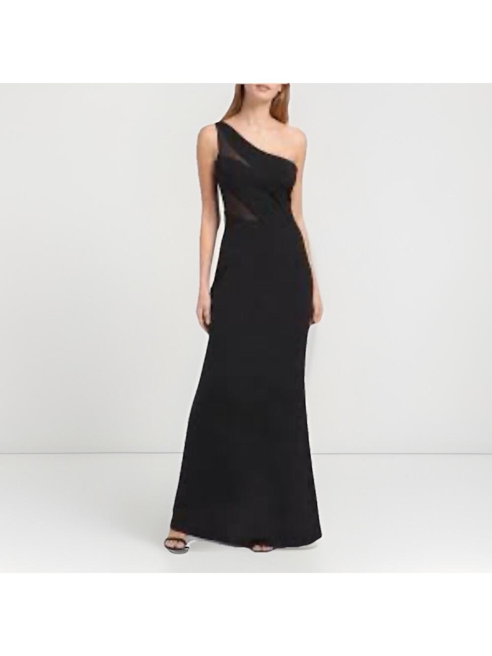 NEW Laundry by Shelli Segal One Shoulder Gown Sz 6 Mesh Black Formal Sleeveless